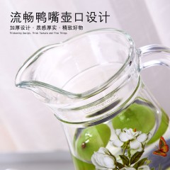 家用印花冷水壺泡茶壺帶把涼水杯加厚耐熱防爆玻璃大容量七件套裝